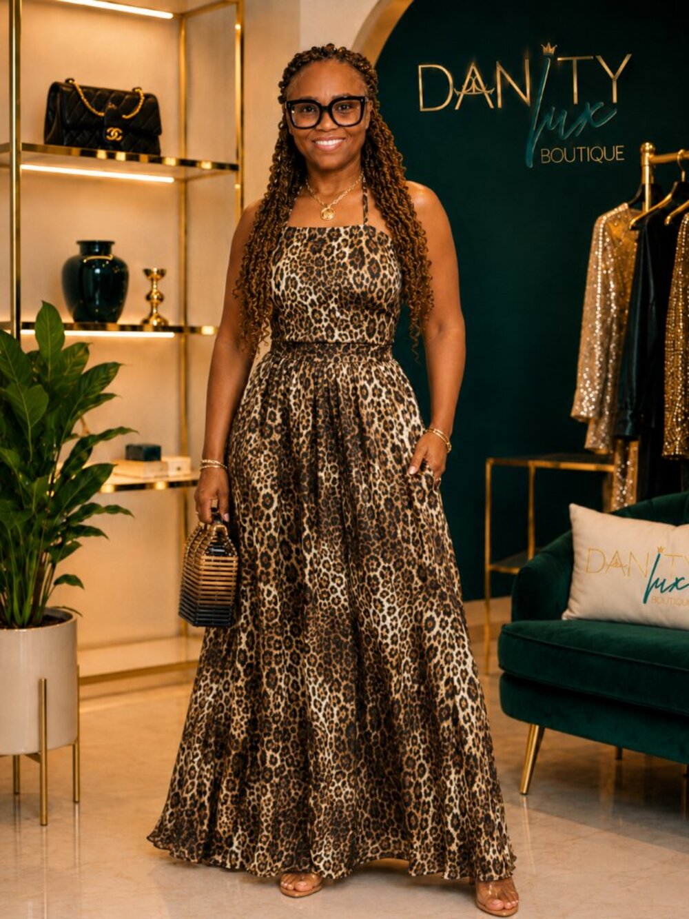 Leopard Print Tiered Maxi Dress - Spaghetti Strap